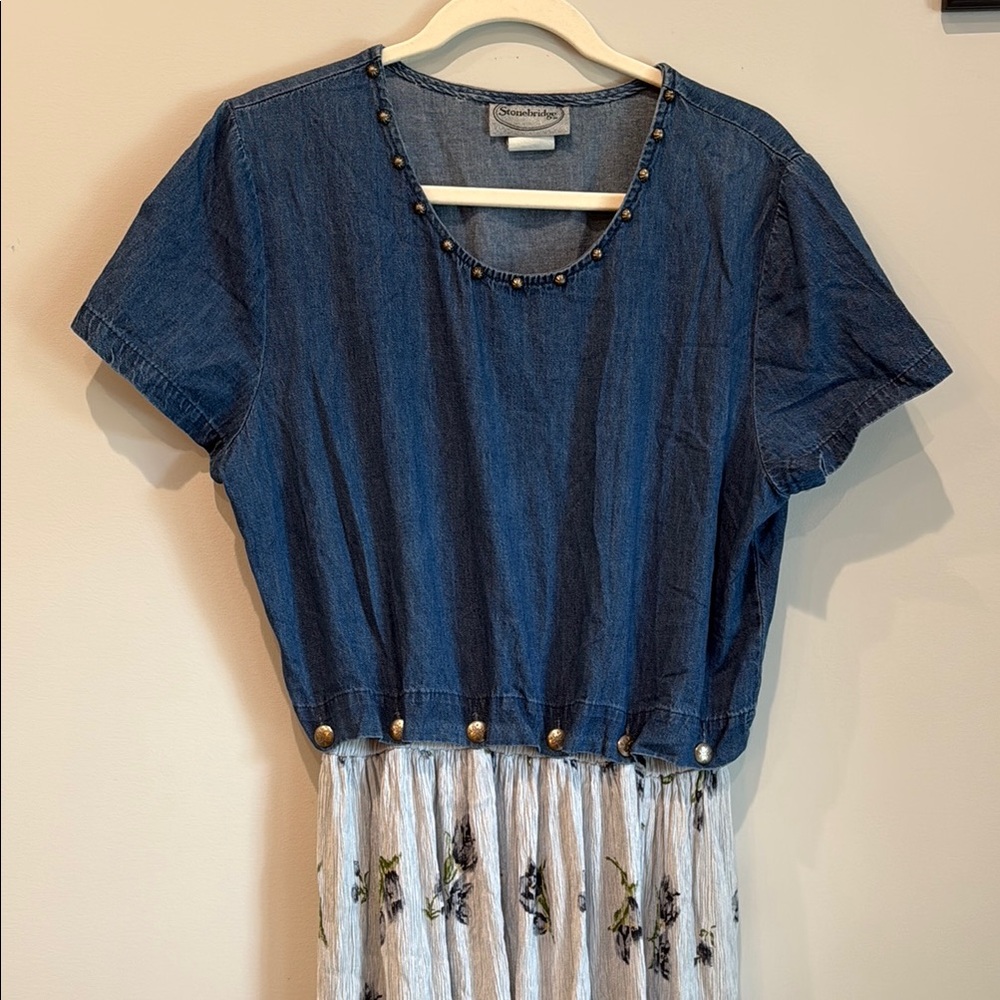 Vintage Stonebridge Denim Top and Floral Skirt Dress